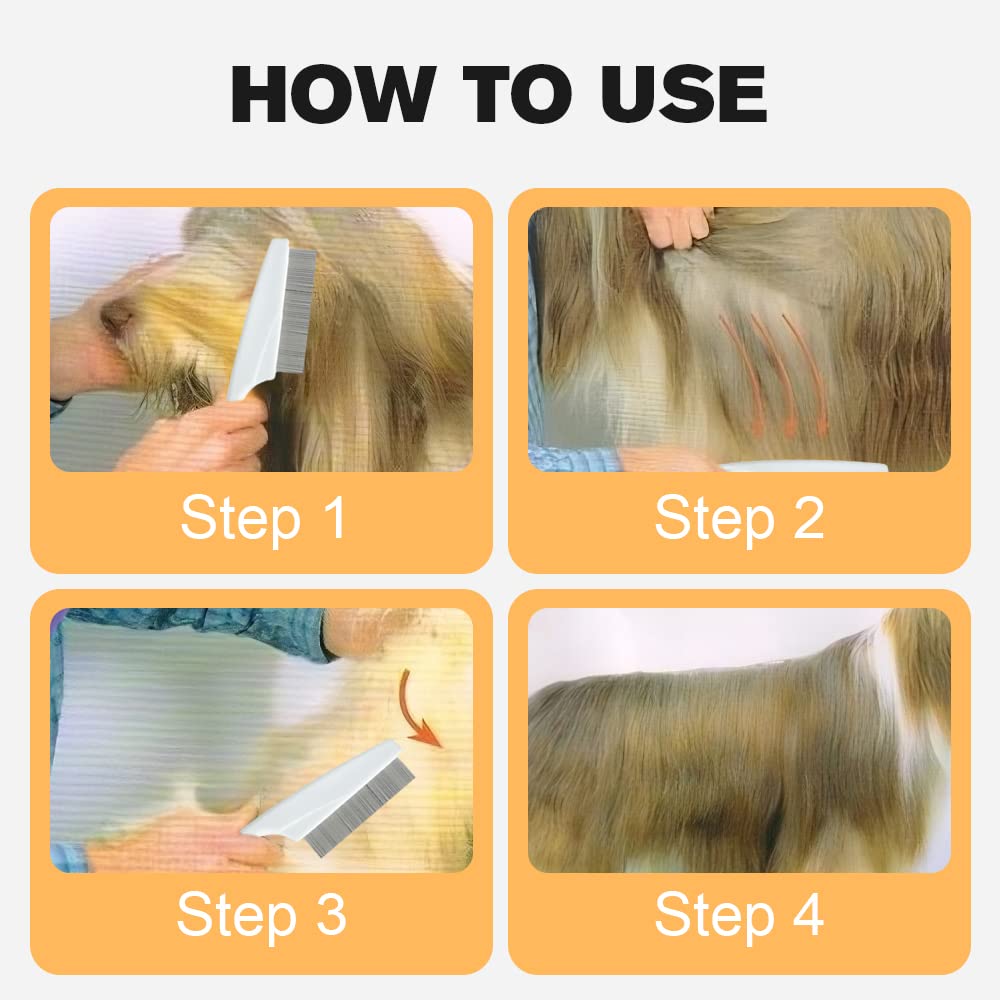 Multifunctional Pet Comb Tear Stain Removal Comb Magic Pets Grooming Comb Kit For Small Dogs Puppies Pet Grooming Brush Fine-Tooth Stainless Grooming Massage Comb