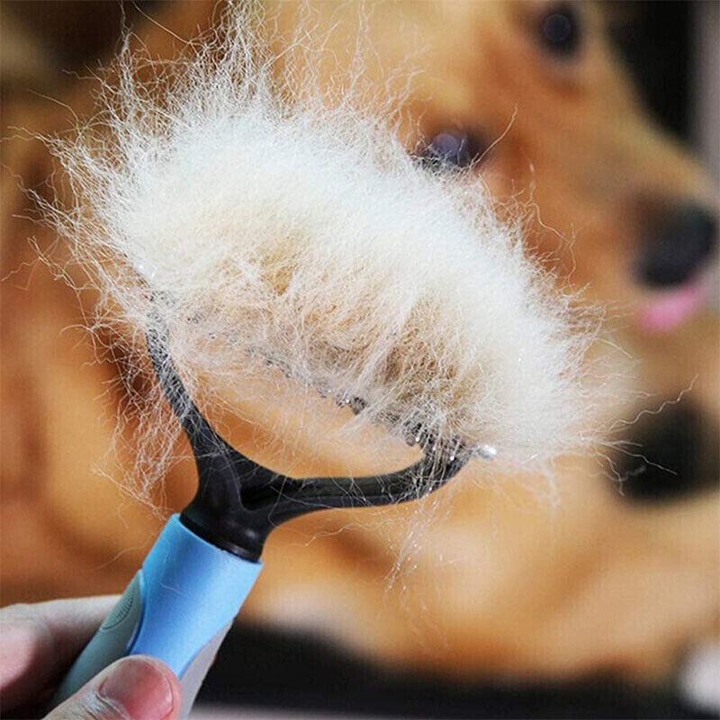 Grooming Brush For Pets Deshedding Tool Rake Comb Fur Remover Reduce 2-Side Dematting Tool For Dogs Cats Pets Grooming Brush Double Sided Shedding And Dematting Undercoat Rake Hair Removal Comb