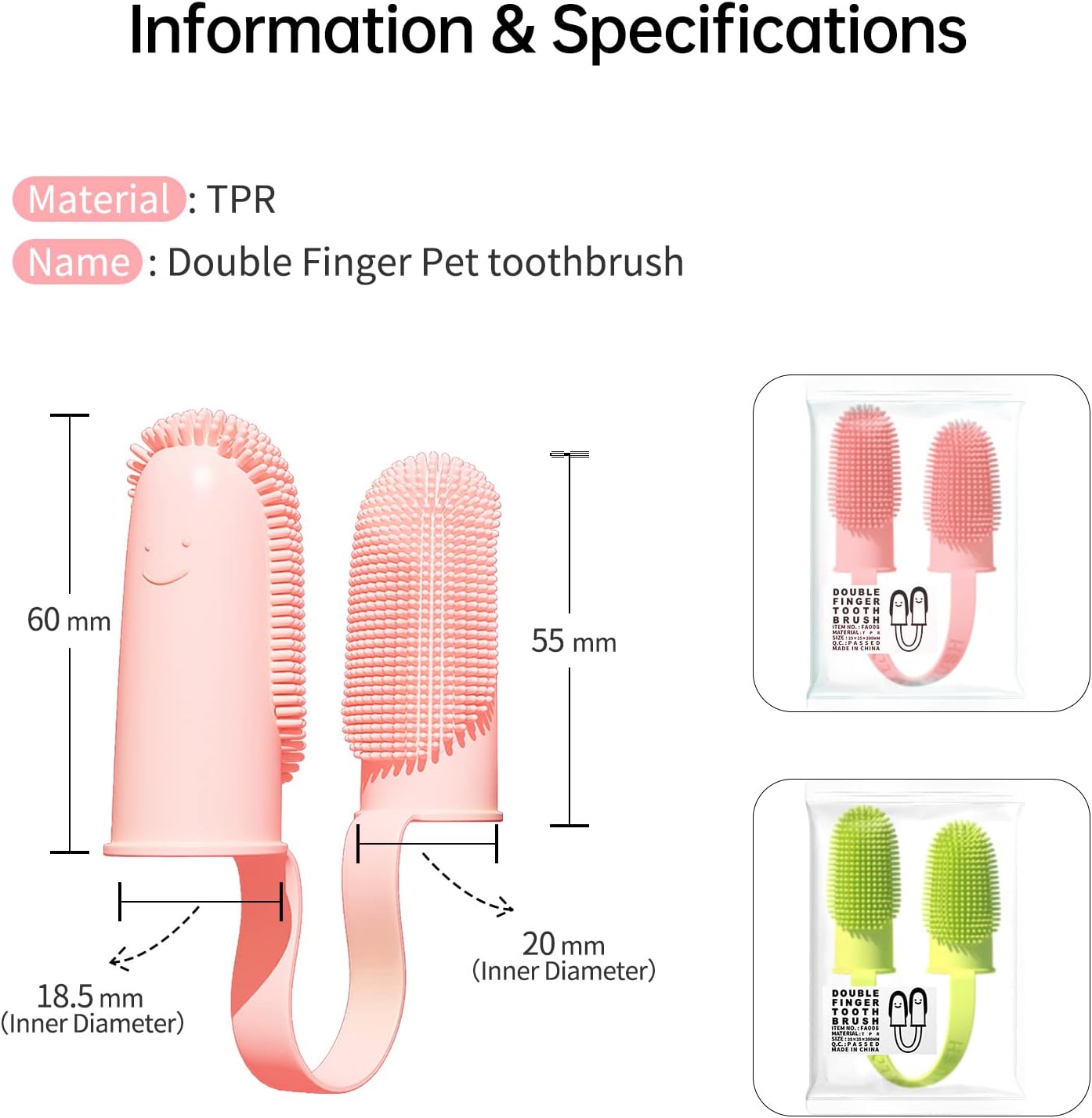 Toothbrush For Dog Finger Toothbrush Kit 135 Surround Bristles For Easy Teeth Cleaning Double Finger Toothbrush Dental Care For Puppies Cats And Small Pets