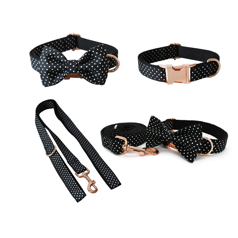Black Polka Dot Collar Dog Leash Pet Neck Collar