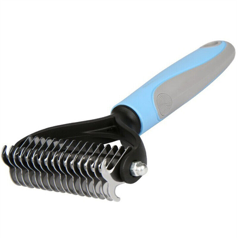 Grooming Brush For Pets Deshedding Tool Rake Comb Fur Remover Reduce 2-Side Dematting Tool For Dogs Cats Pets Grooming Brush Double Sided Shedding And Dematting Undercoat Rake Hair Removal Comb