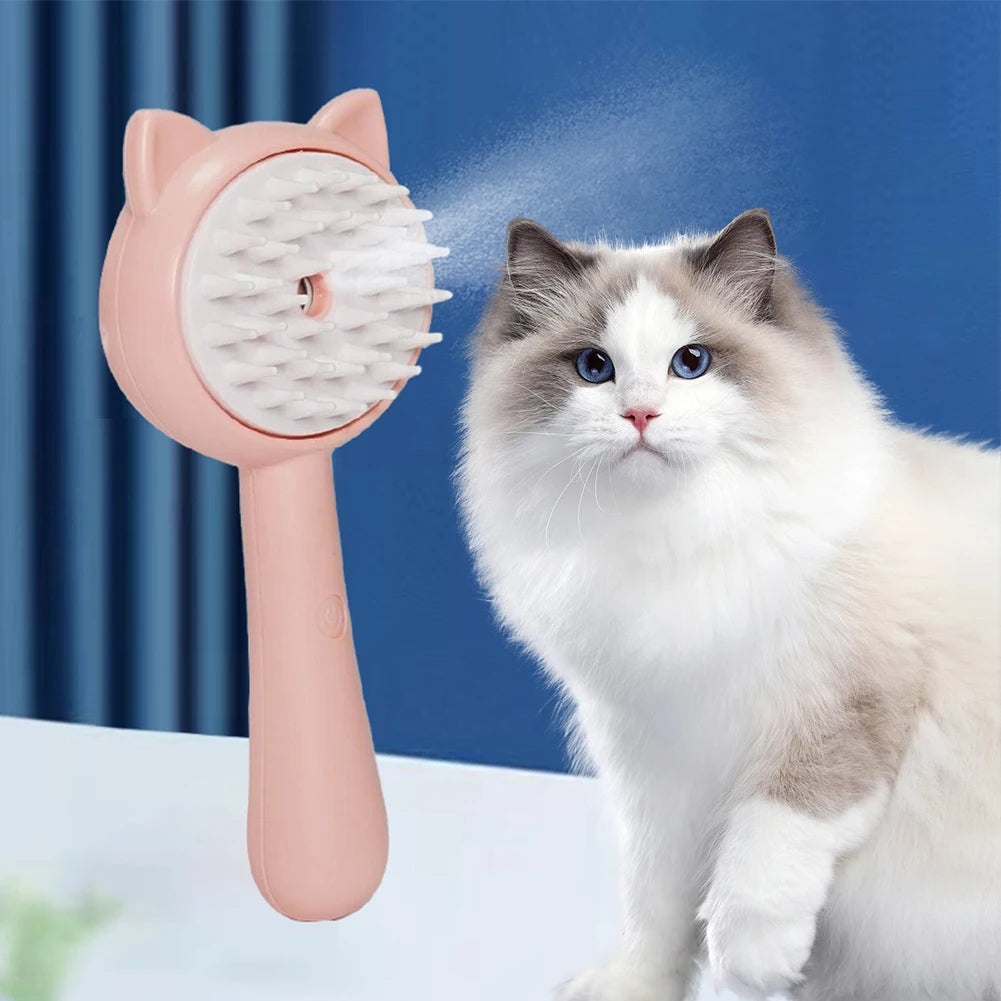 Hair Cleaning Brush With Mist Multifunctional Cat Grooming Brush Rechargeable Self Cleaning Slicker Brush For Pets Dogs & Cats Pet Products