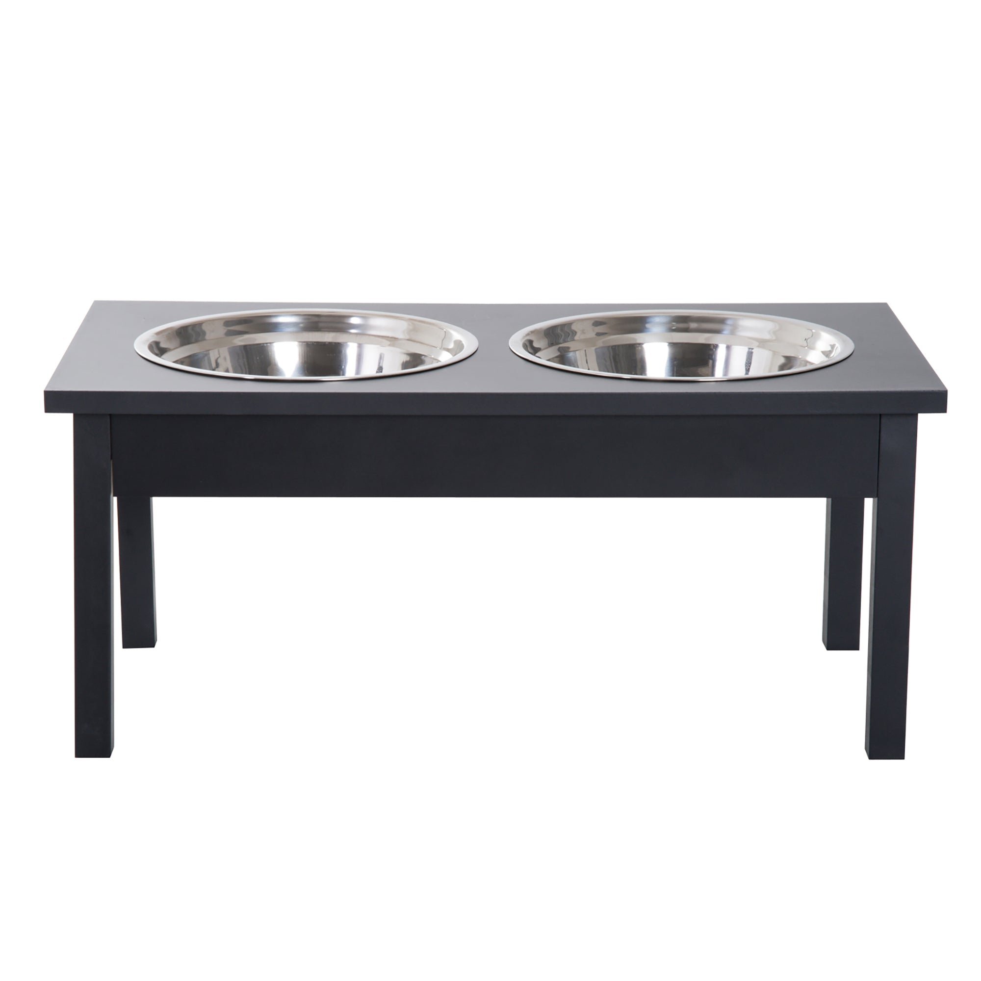 23" Wooden Heavy Duty Dog Food Bowls Pet Elevated Feeding Station -Black