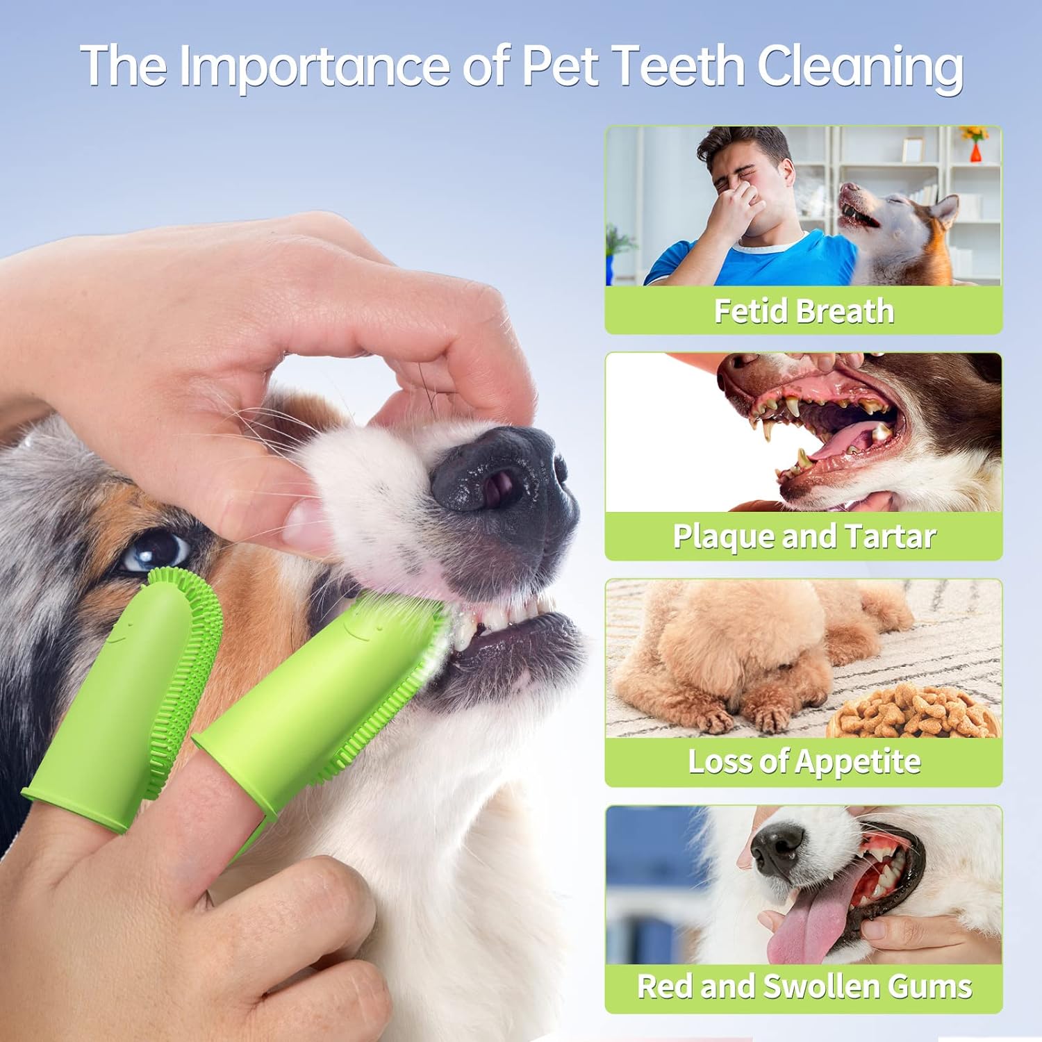 Toothbrush For Dog Finger Toothbrush Kit 135 Surround Bristles For Easy Teeth Cleaning Double Finger Toothbrush Dental Care For Puppies Cats And Small Pets