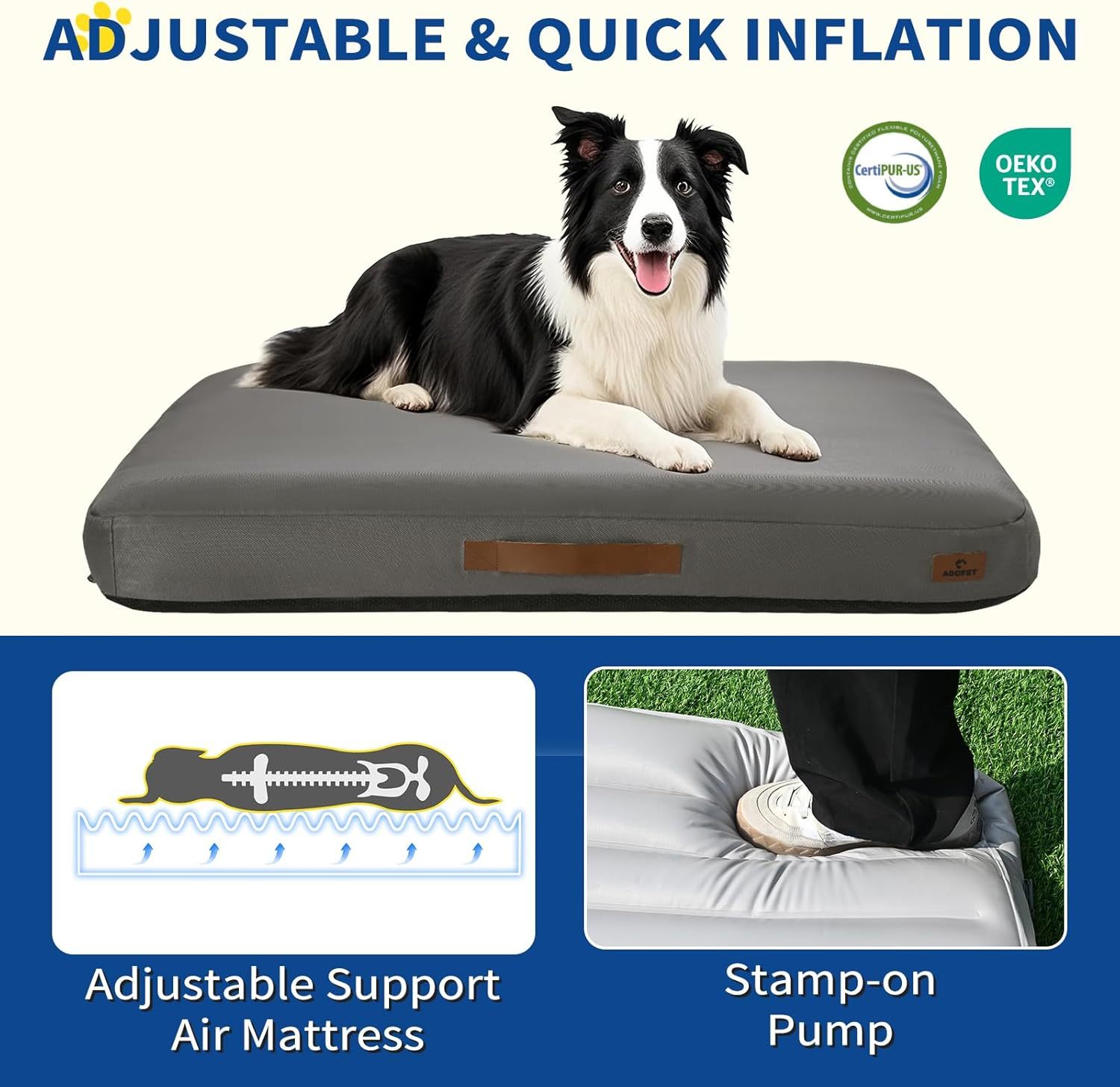 Medium-Size Dog Outdoor Removable And Washable Inflatable Waterproof And Non-slip Dog Bed Summer Travel Mat